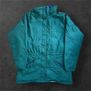 Vintage LL Bean Parka Jacket Womens Large Teel Green 01168R-504 Goose Down